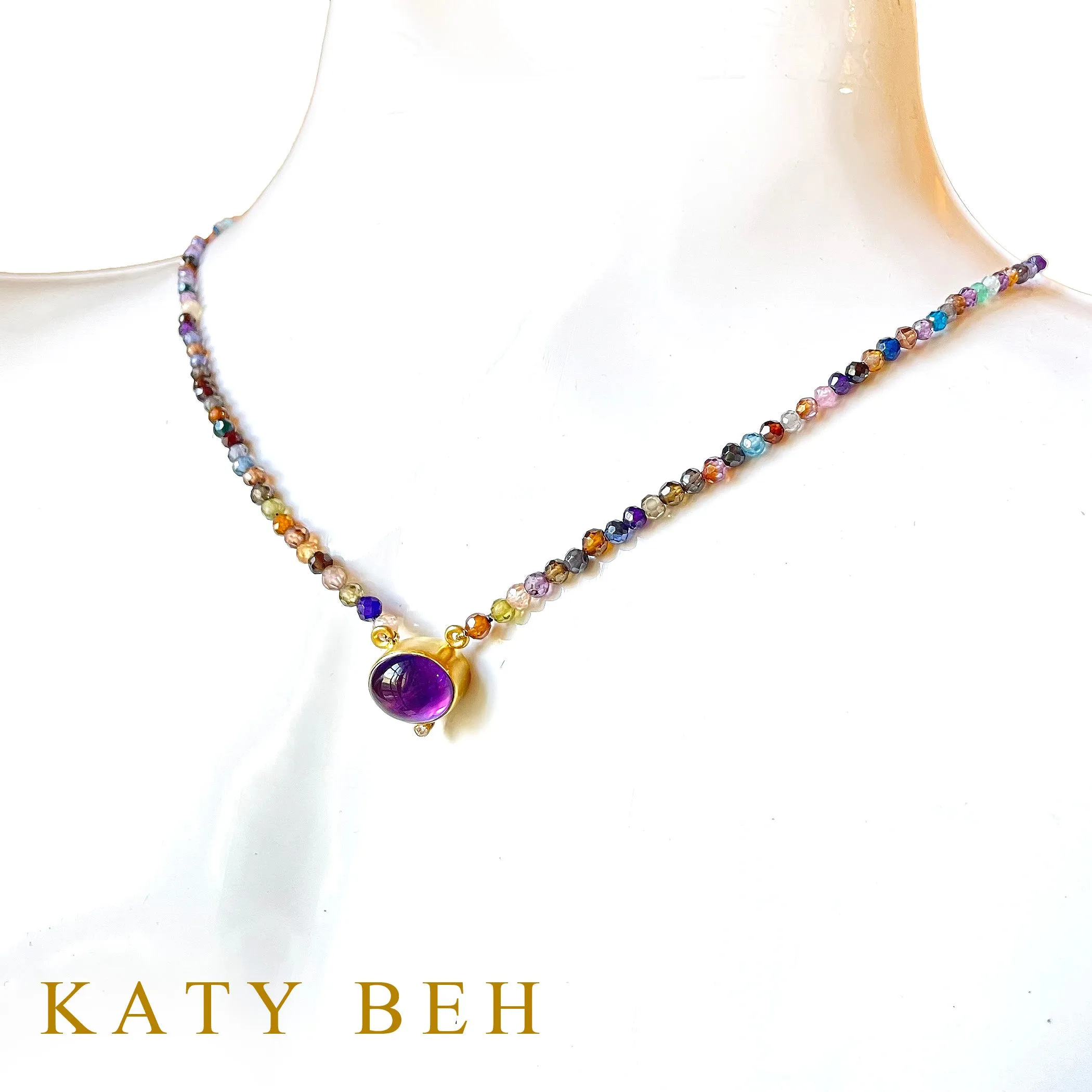 Perrine Amethyst, Diamond and Multi Zircon Necklace