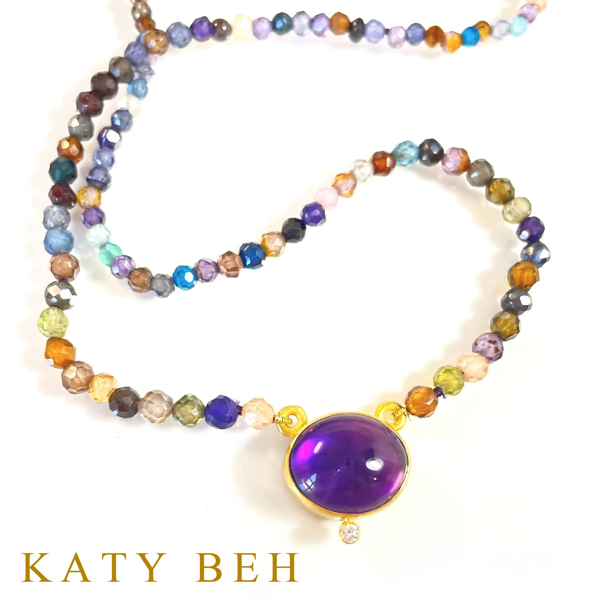 Perrine Amethyst, Diamond and Multi Zircon Necklace