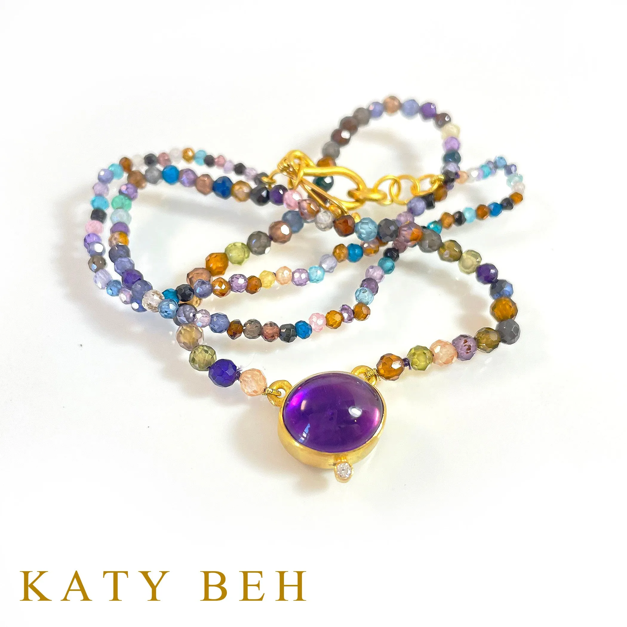 Perrine Amethyst, Diamond and Multi Zircon Necklace