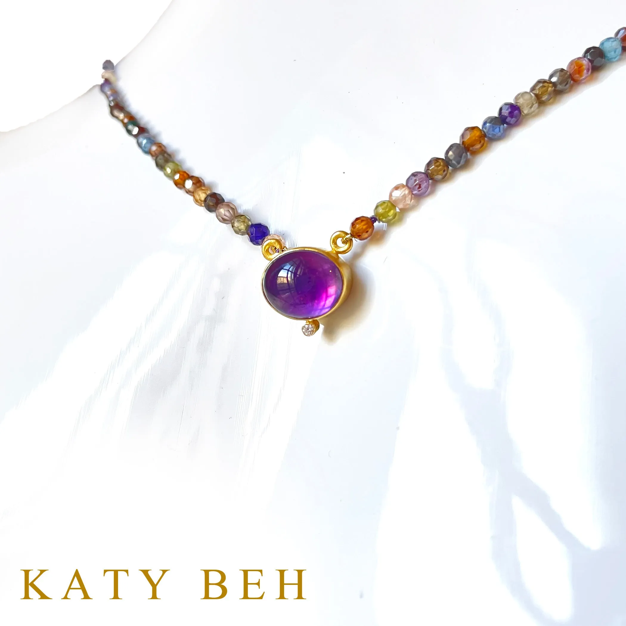 Perrine Amethyst, Diamond and Multi Zircon Necklace