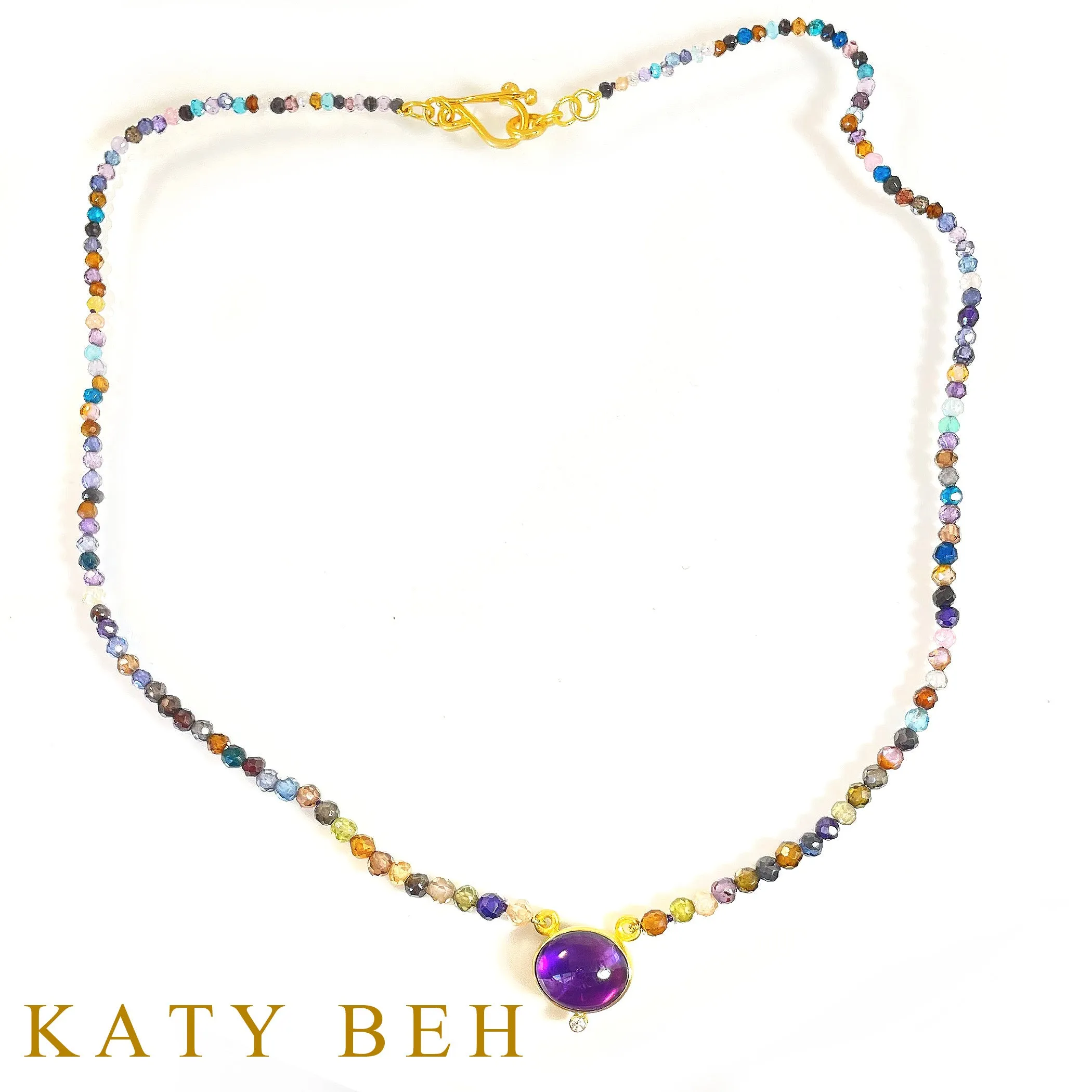 Perrine Amethyst, Diamond and Multi Zircon Necklace