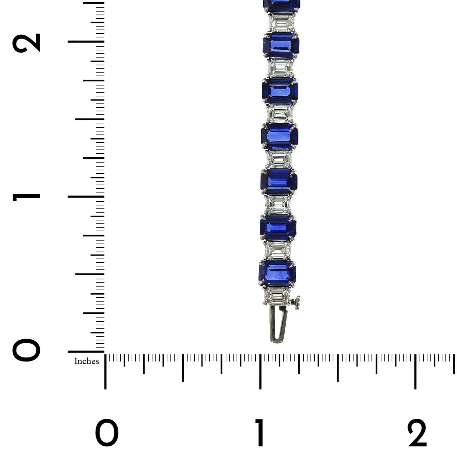 Platinum Emerald Cut Sapphire and Diamond Bracelet