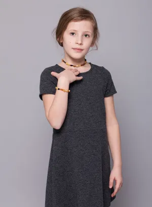 PREMIUM BALTIC AMBER TEETHING Necklace & Bracelet for CHILDREN / POLISHED CHERRY COLOR