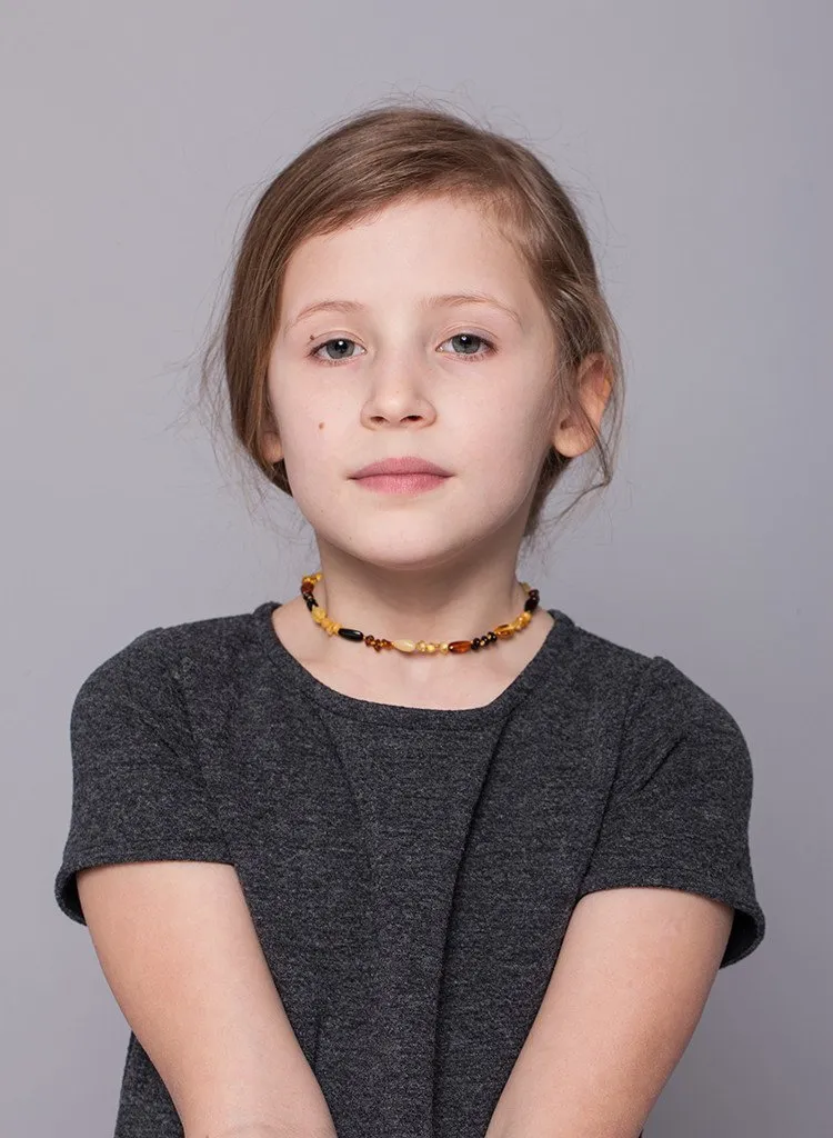 PREMIUM BALTIC AMBER TEETHING Necklace & Bracelet for CHILDREN / POLISHED CHERRY COLOR