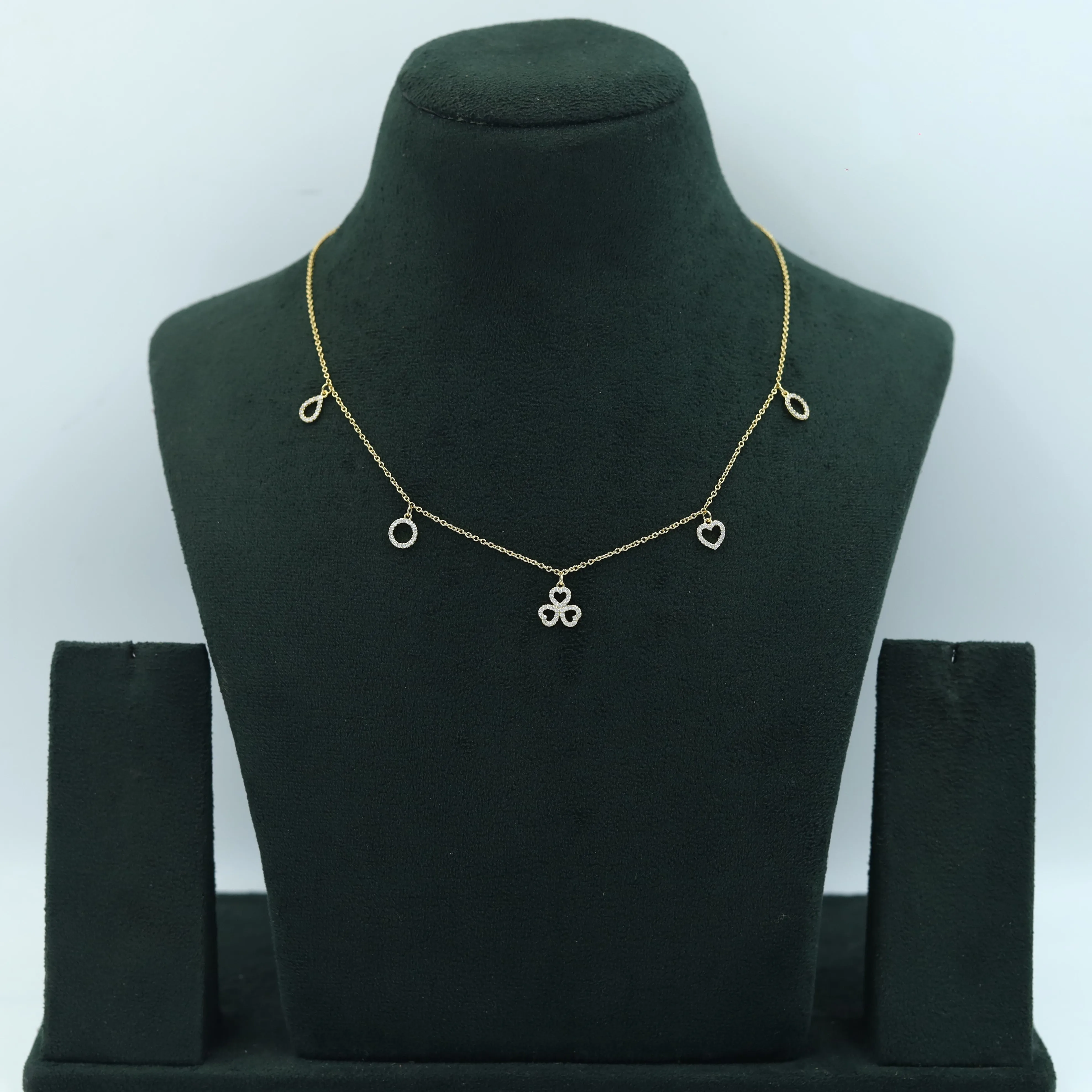 Round Neck Zircon/AD Necklace 15163-05