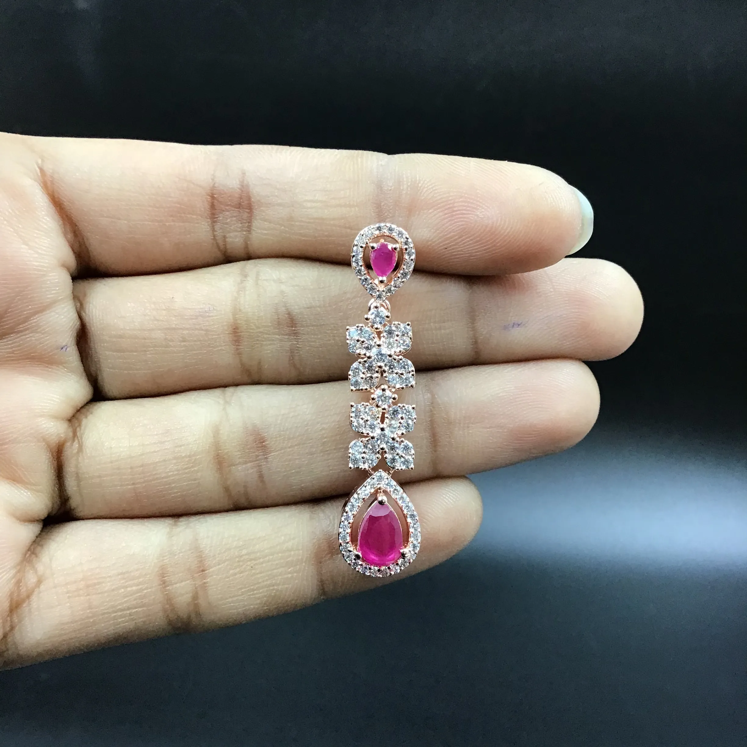 Round Neck Zircon/AD Necklace Set 6036-08