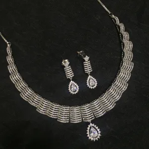 Round Neck Zircon/AD Necklace Set 6119-08