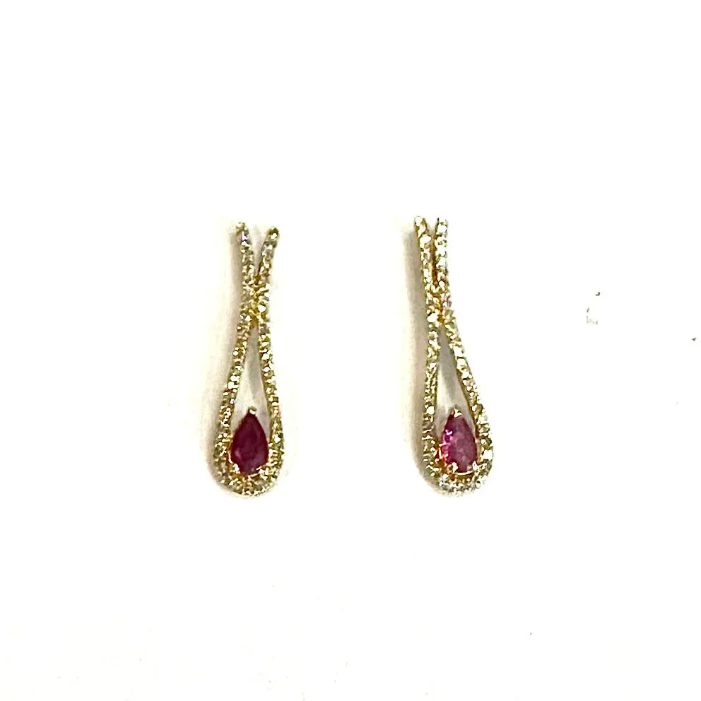 Ruby & 0.30CTW in Diamond Earrings