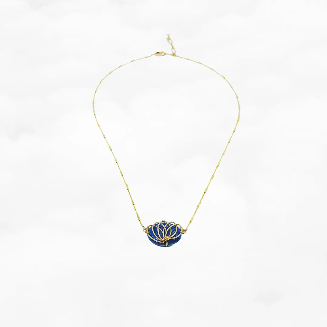 Serene Lotus Lapis Necklace