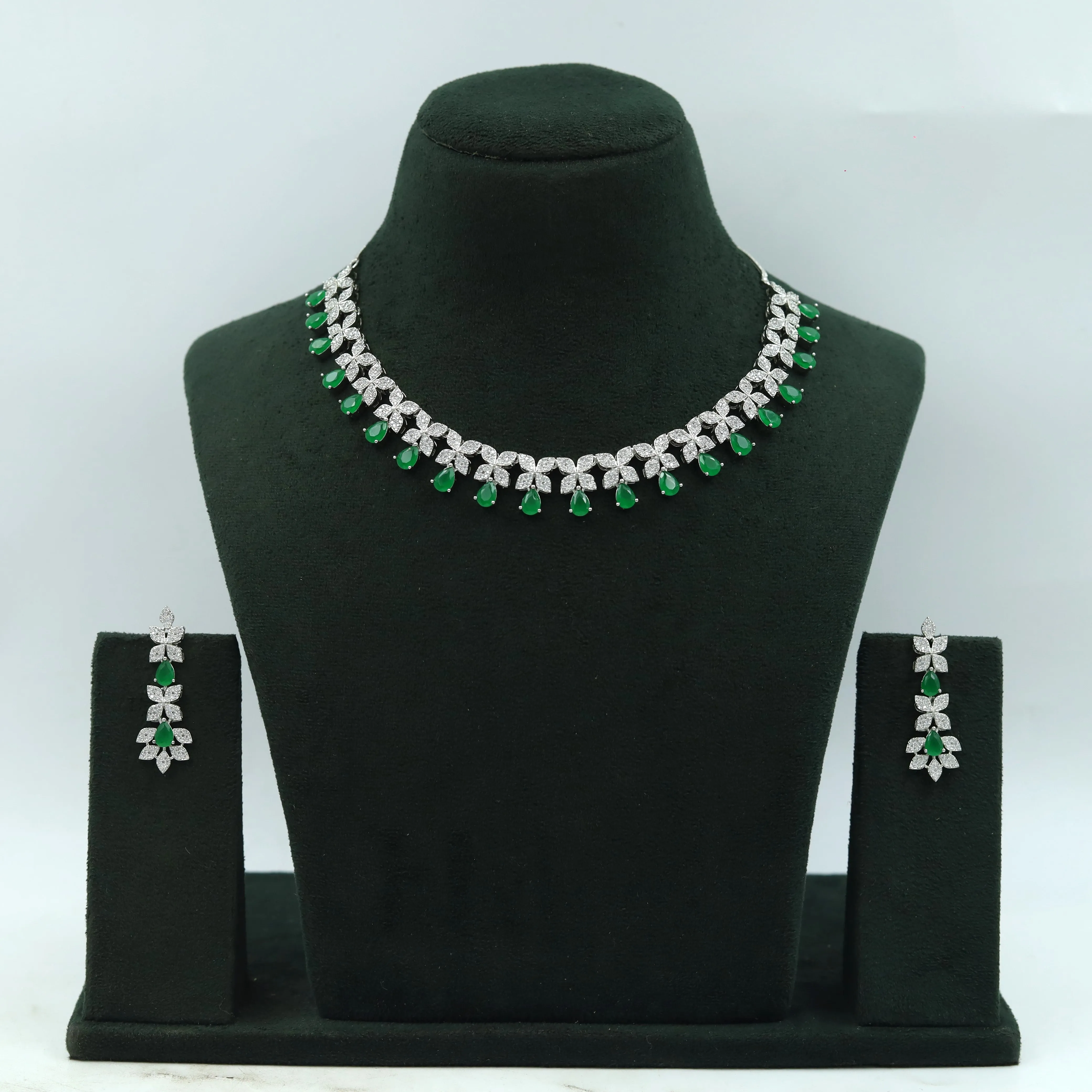 Silver Polish Zircon/AD Necklace Set 6764-69