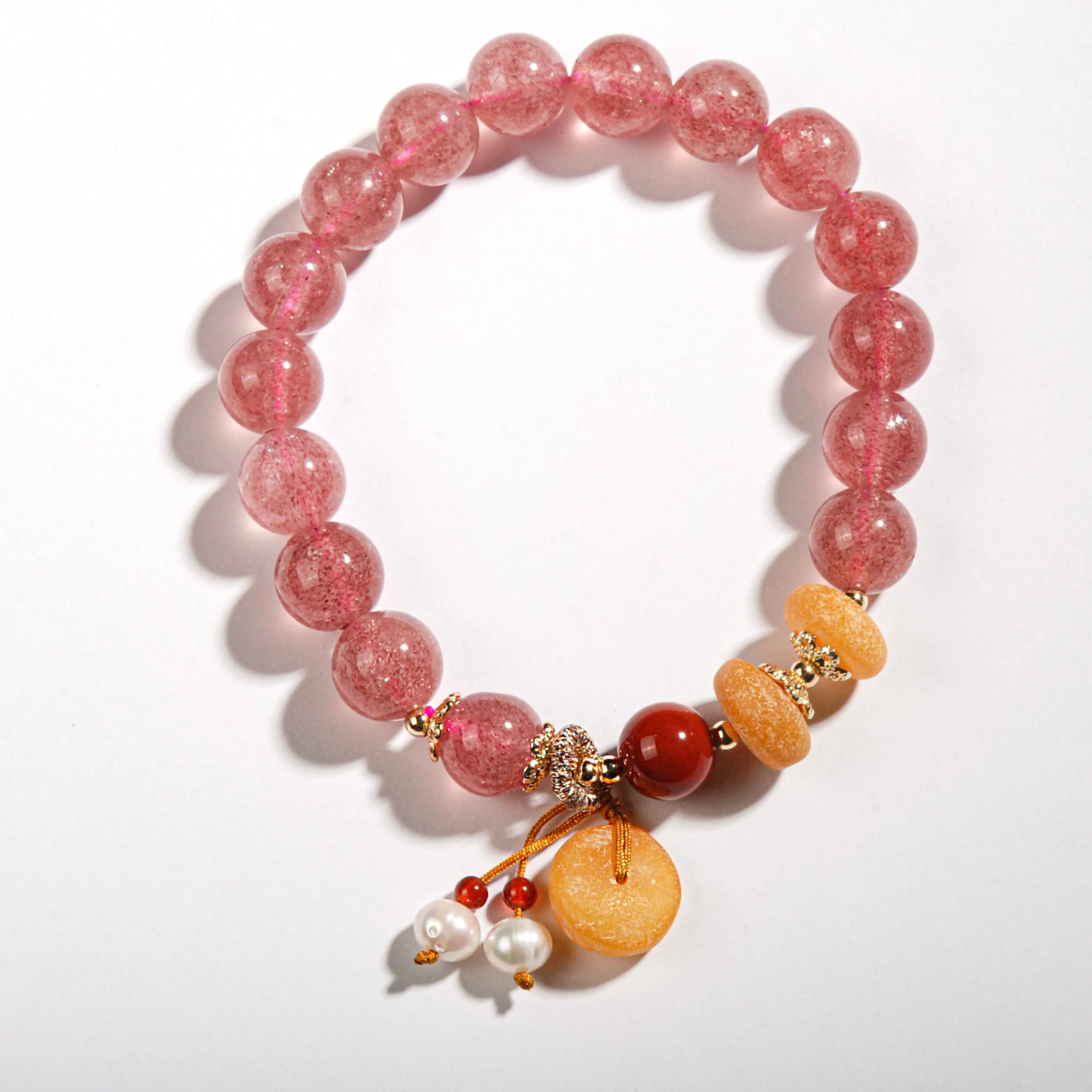 Strawberry Quartz Amber Bracelet
