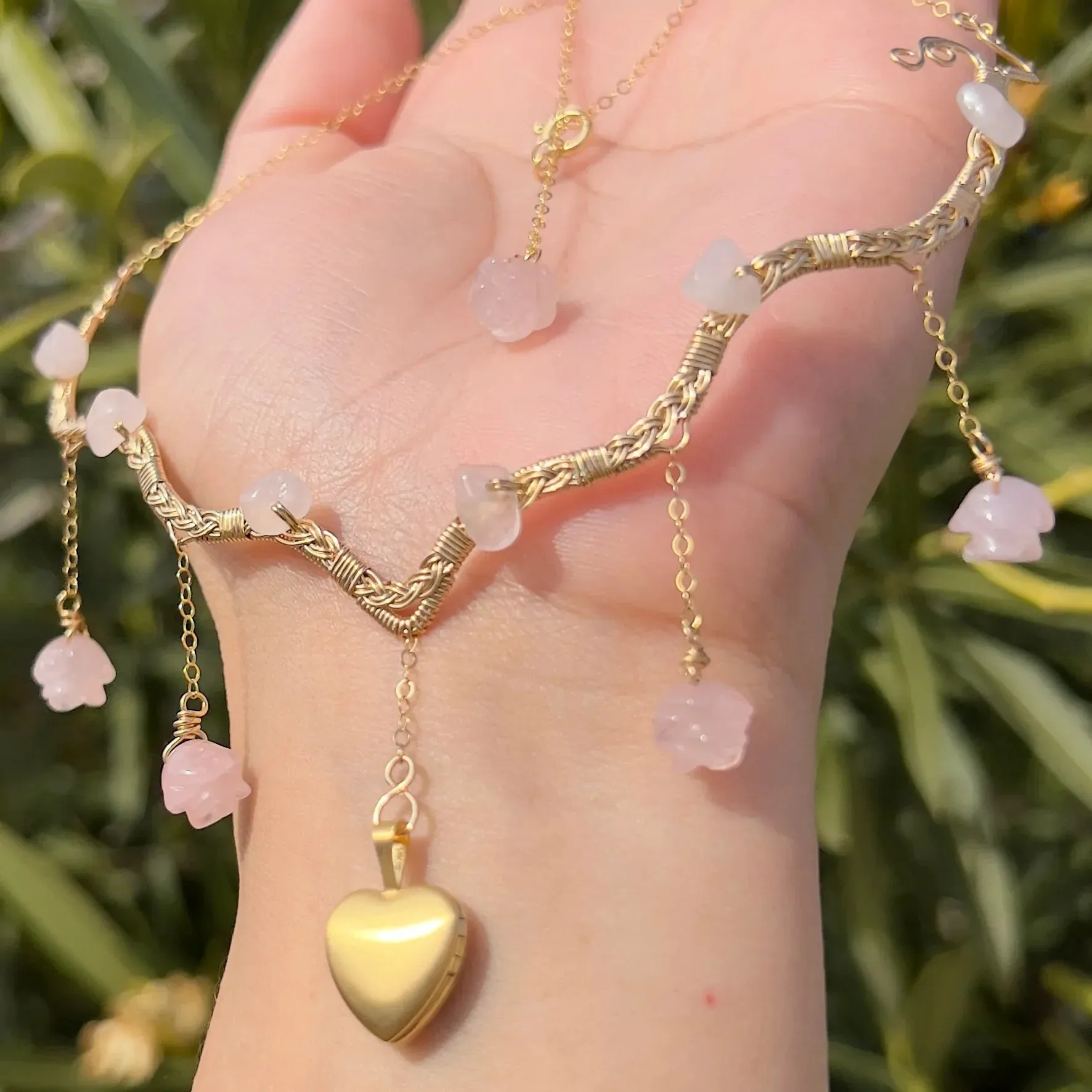 The Eternal Astraea Lovers Locket Rose Quartz 14K Yellow Gold ✵