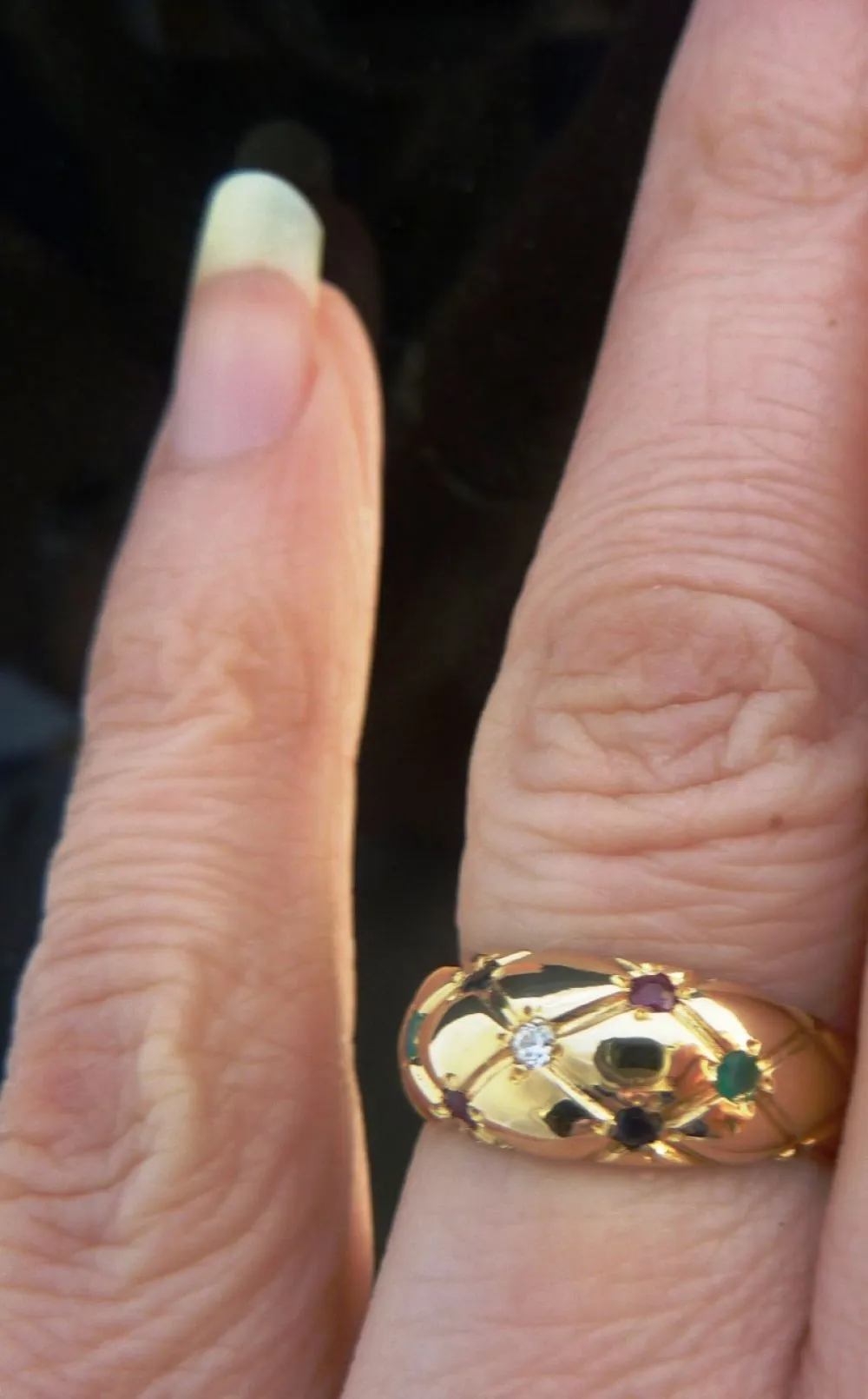 Victorian Emerald Sapphire Diamond Ruby Set Ring