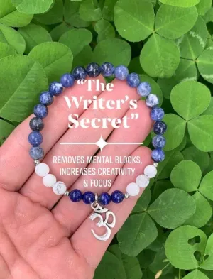 Writers Block - Removes Mental Block " The Writer's Secret “ Creativity - Focus - Sodalite Howlite Crystal Therapy Writing Bracelet