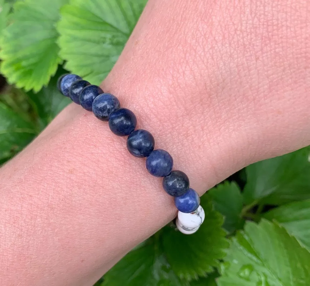 Writers Block - Removes Mental Block " The Writer's Secret “ Creativity - Focus - Sodalite Howlite Crystal Therapy Writing Bracelet