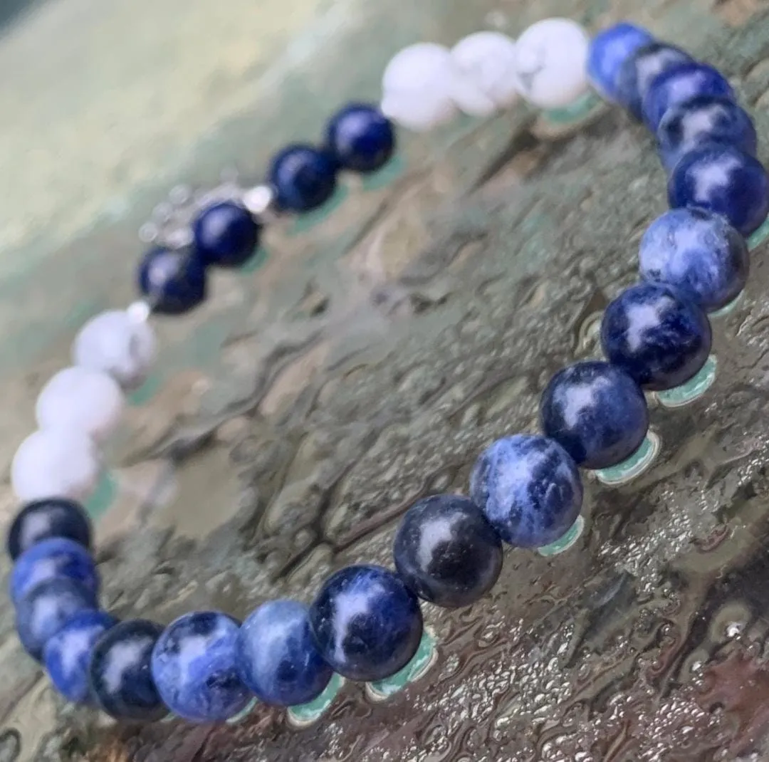 Writers Block - Removes Mental Block " The Writer's Secret “ Creativity - Focus - Sodalite Howlite Crystal Therapy Writing Bracelet