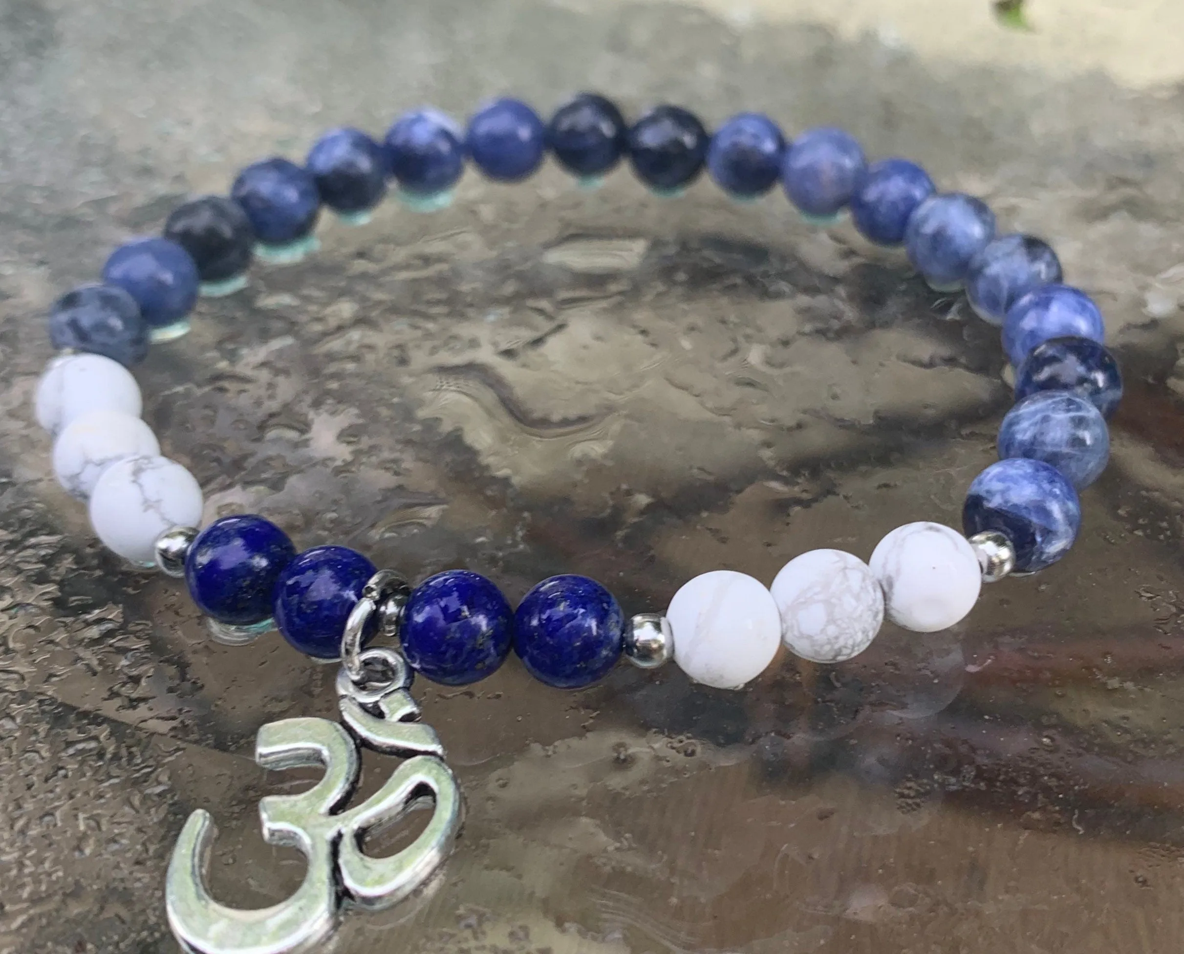 Writers Block - Removes Mental Block " The Writer's Secret “ Creativity - Focus - Sodalite Howlite Crystal Therapy Writing Bracelet