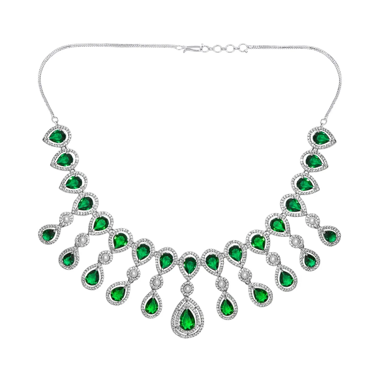 Yellow Chimes Jewellery Set for Women American Diamond Bridal Wedding Multicolor AD Jewellery Necklace with Earring Set for Women and Girls (Style 7)